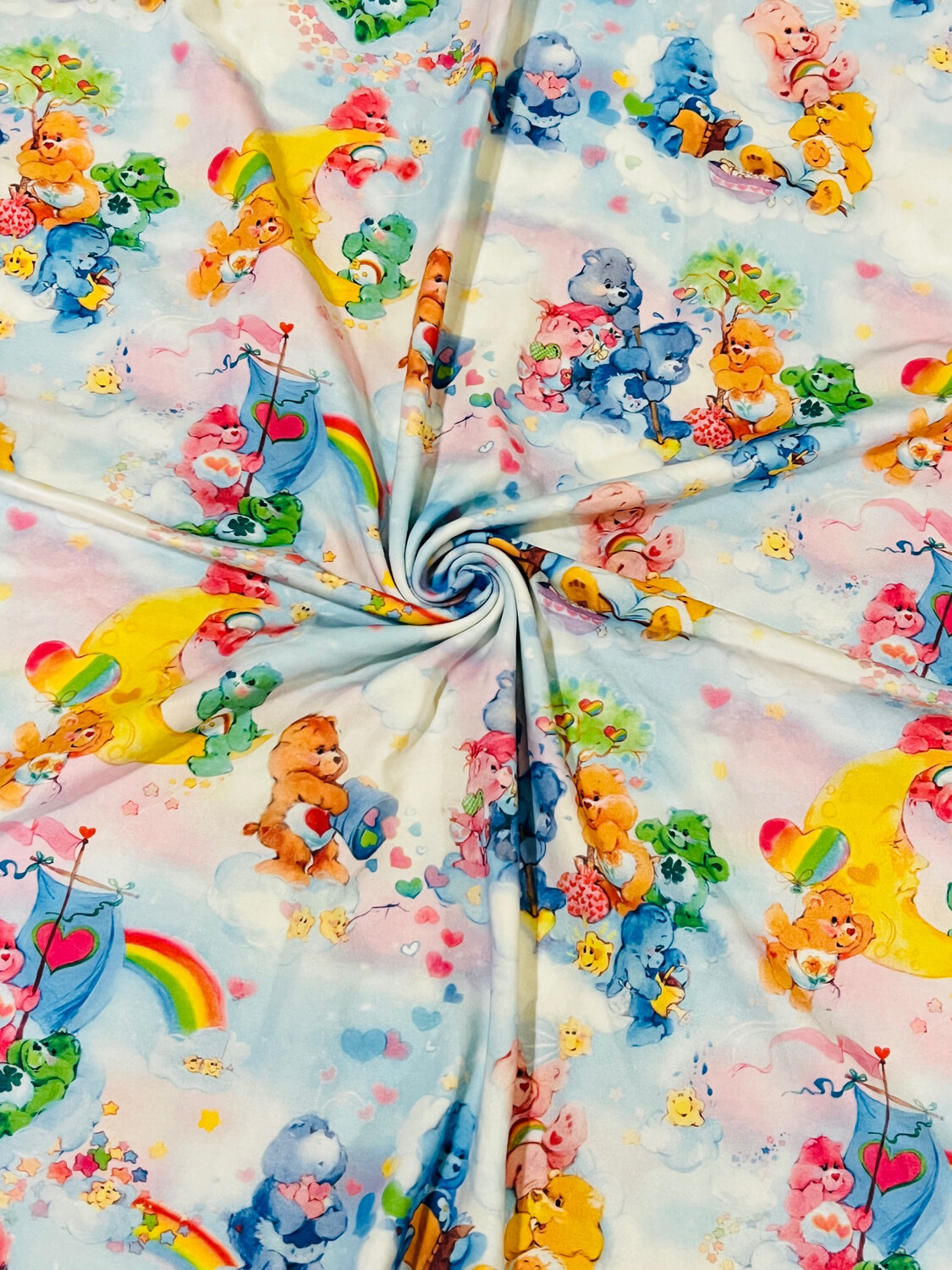 Carebears Pastel | Licensed Cotton Lycra, 220gsm | 164cm Wide
