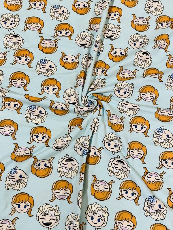Elsa &amp; Anna | Licensed Cotton Lycra, 180gsm | 165cm Wide