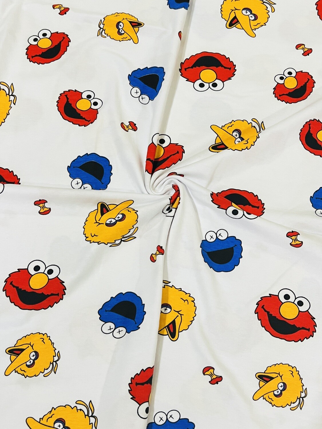 Sesame Friends, Toss | Licensed Cotton Lycra, 180gsm | 180cm Wide