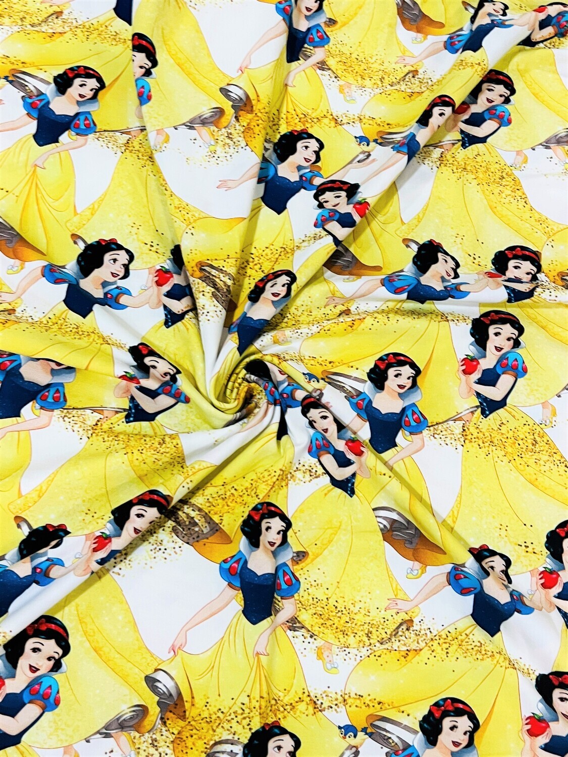 Snow White Stacked | Licensed Cotton Lycra, 240gsm | 160cm Wide - 1m Piece