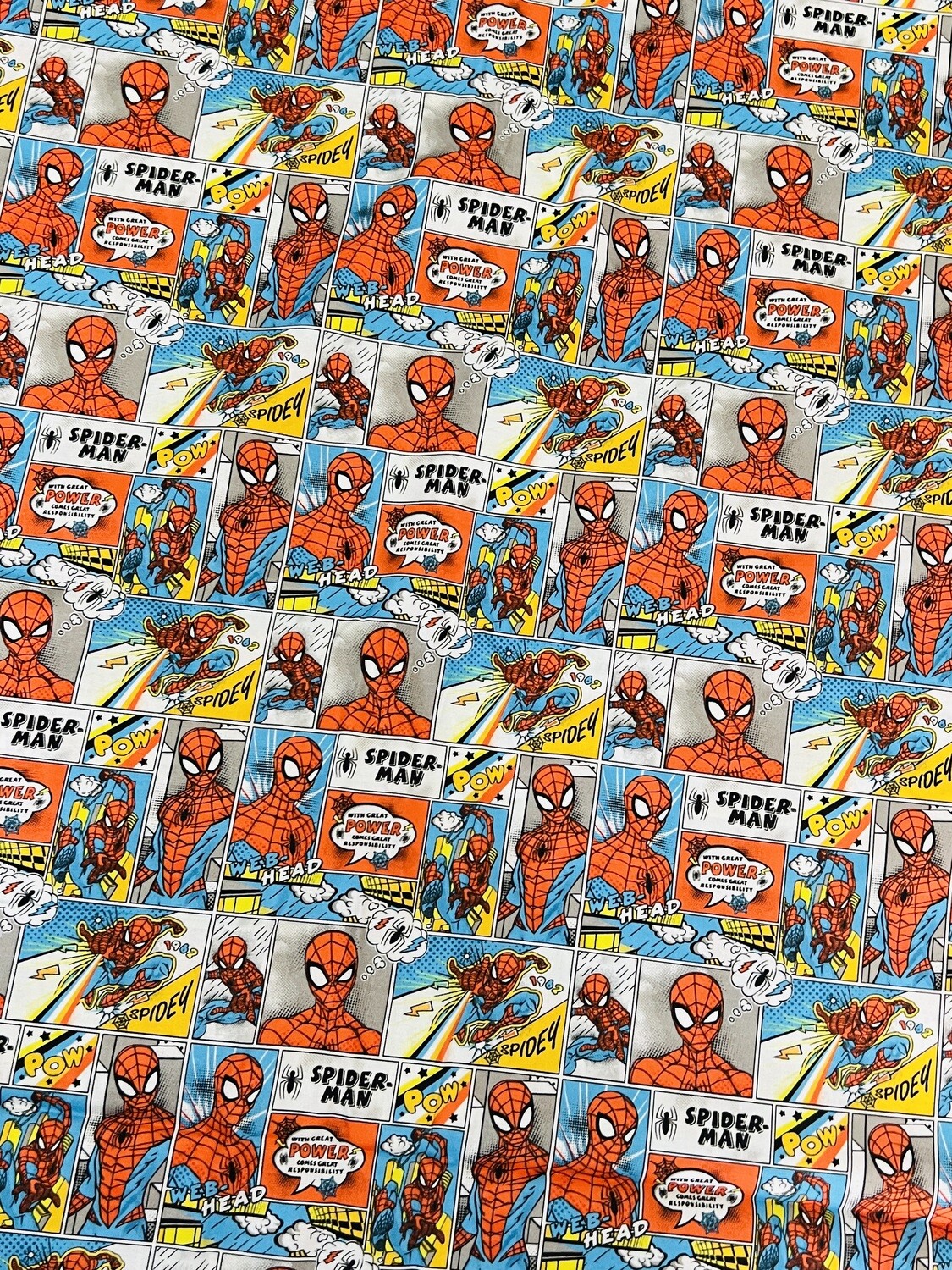Spider-Man, Comic Patch | Licensed Quilting Cotton | 112cm Wide - 0.7m Piece