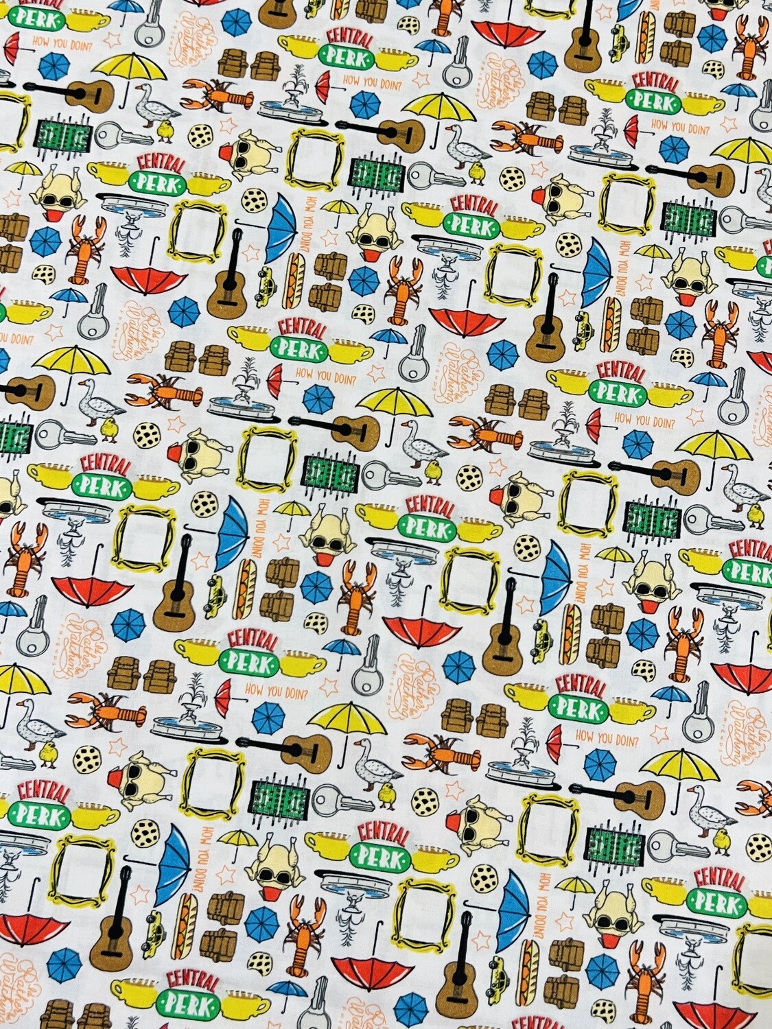Friends Central Perk White | Licensed Quilting Cotton | 112cm wide - 0.65m Piece