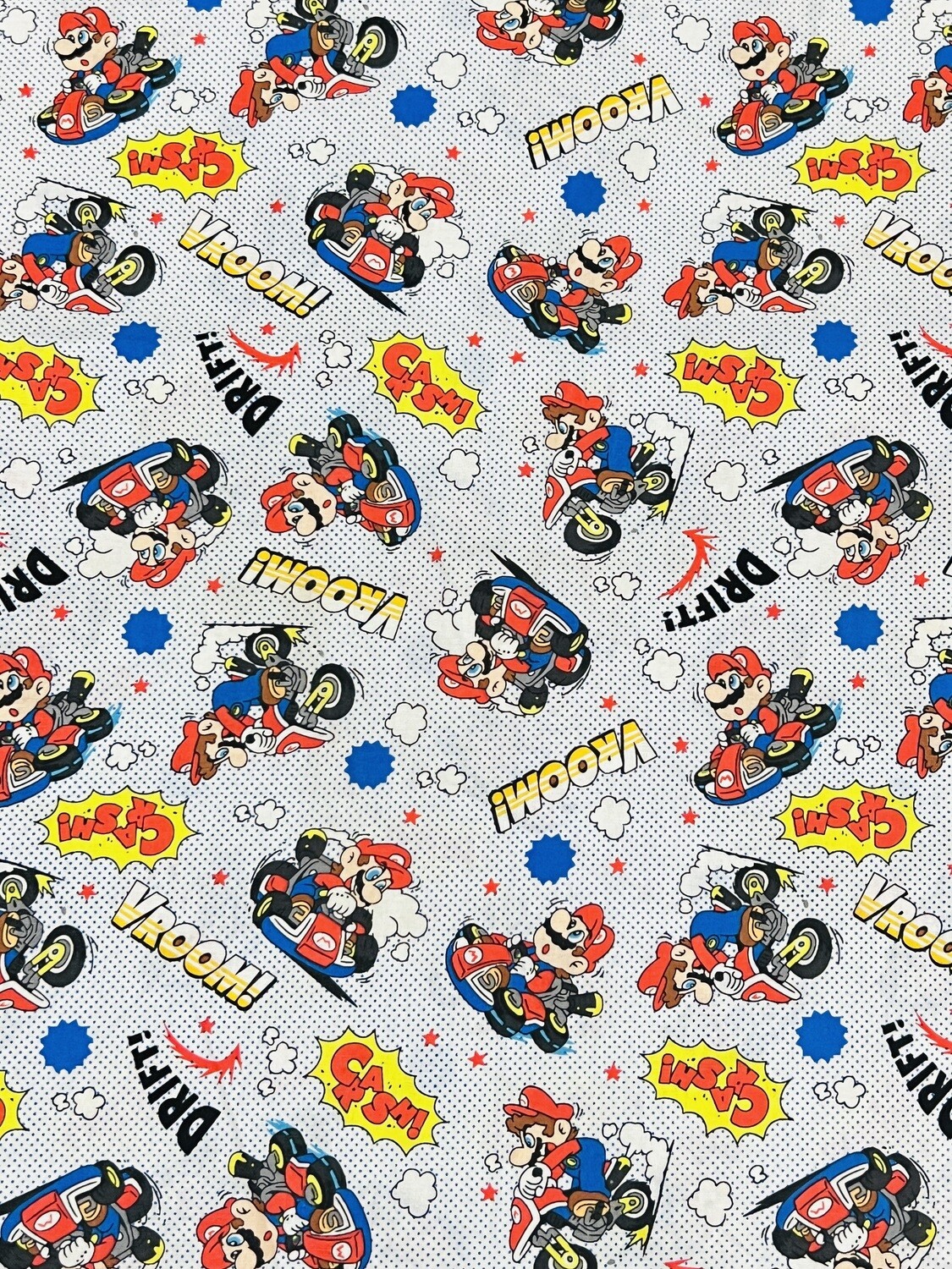 Mario Cart, Vroom | Licensed Quilting Cotton | 112cm wide