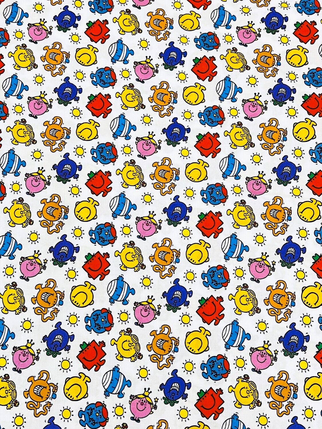 Mr Men &amp; Little Miss, White | Licensed Quilting Cotton | 112cm wide