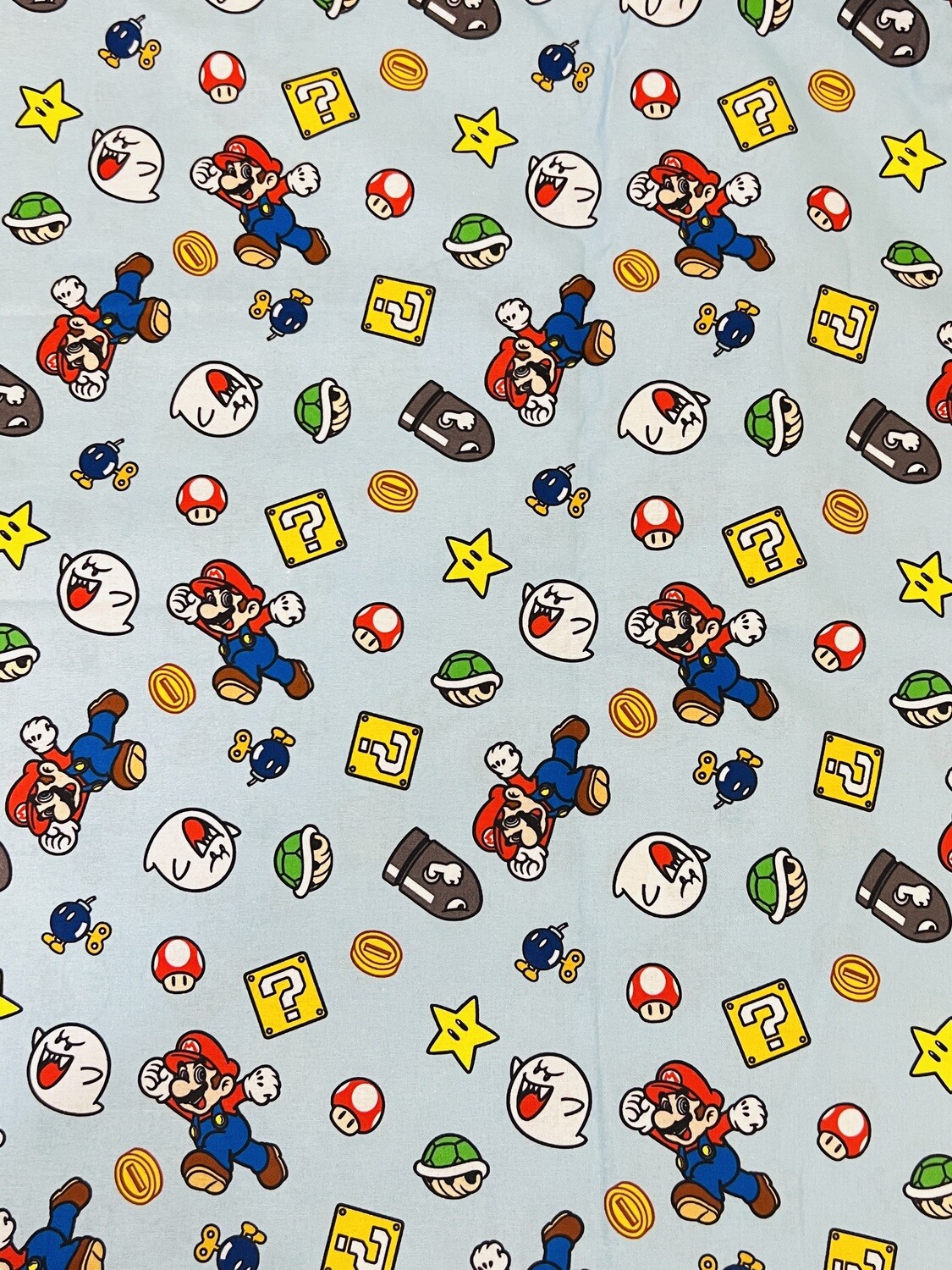Super Mario, Blue | Licensed Quilting Cotton | 112cm wide