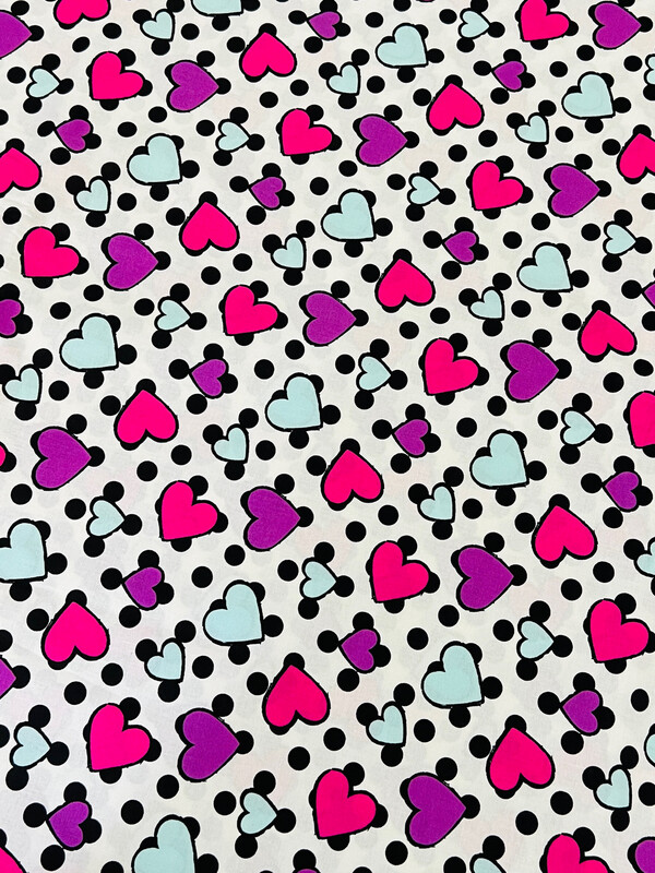 Hearts on Polka | Cotton Woven | 140cm Wide