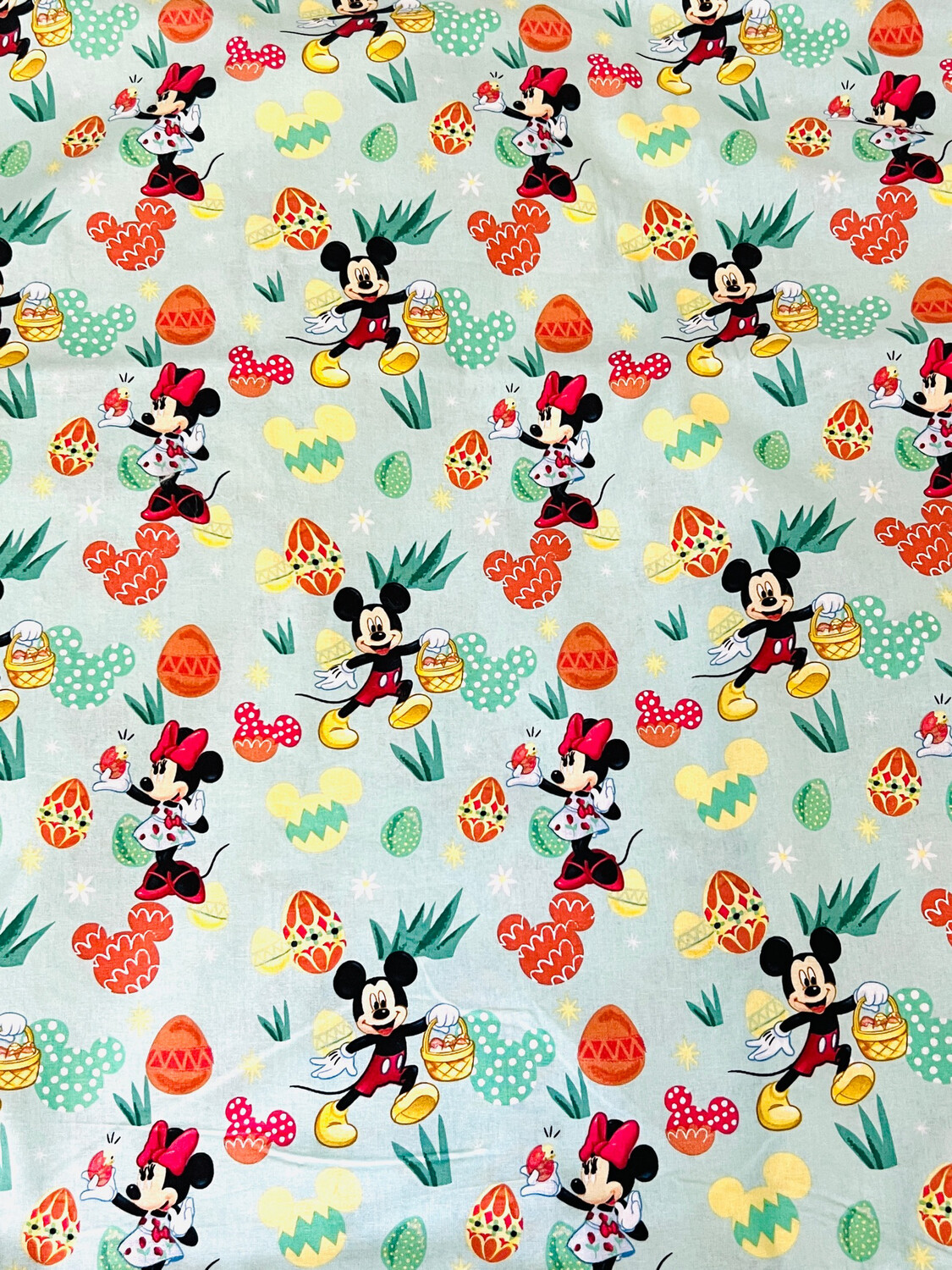 Mickey &amp; Minnie Egg Hunt | Licensed Quilting Cotton | 112cm wide