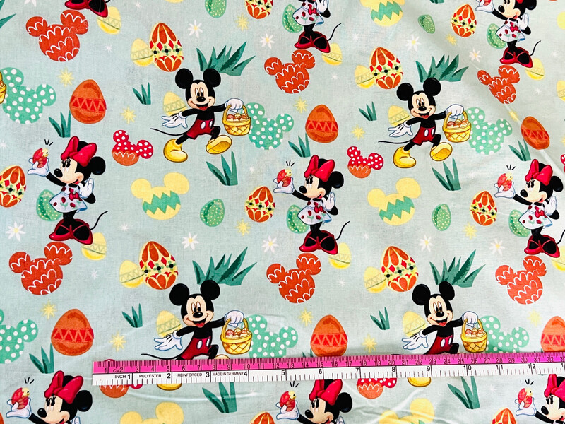 Mickey &amp; Minnie Egg Hunt | Licensed Quilting Cotton | 112cm wide