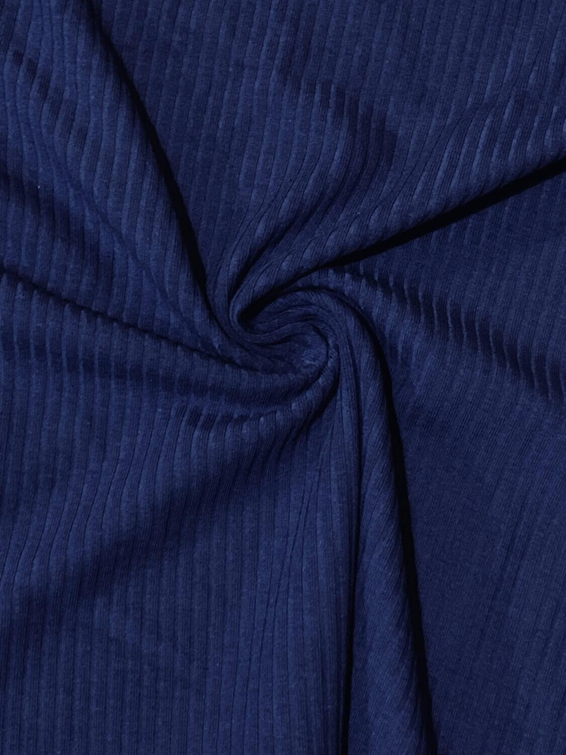 Navy | Ribbed Cotton Jersey Knit, 260gsm | 140cm Wide