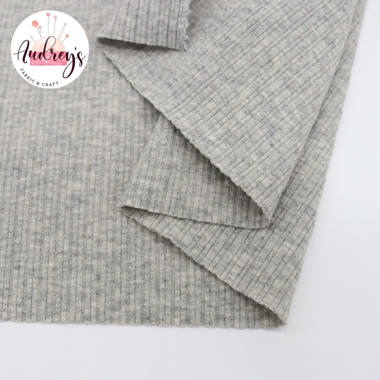 Marle Grey | Ribbed Cotton Jersey Knit, 260gsm | 120cm Wide - 0.45m Piece