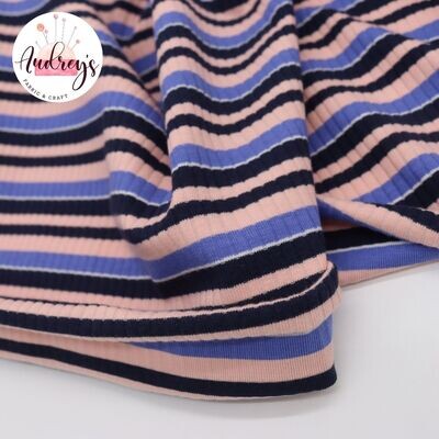 Loretta, Stripes | Ribbed Cotton Jersey Knit, 280gsm | 135cm Wide
