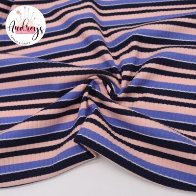 Loretta, Stripes | Ribbed Cotton Jersey Knit, 280gsm | 135cm Wide