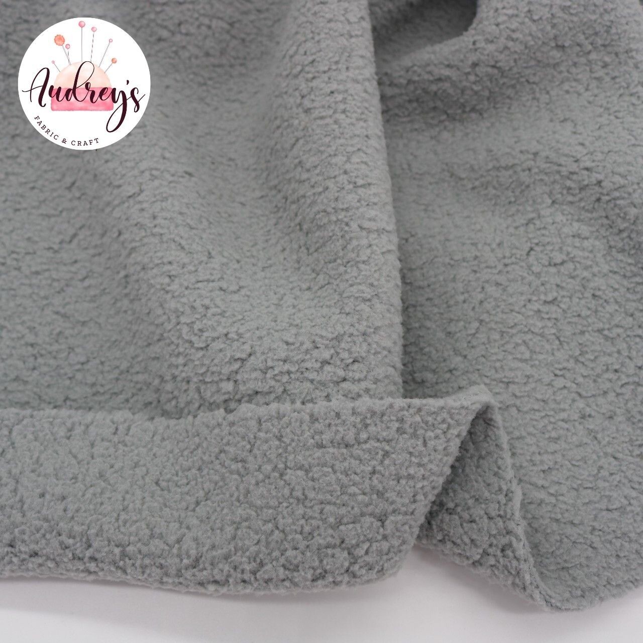 Grey | Doubled-Sided Sherpa Fleece Cuddle Plush Fleece | 155cm Wide