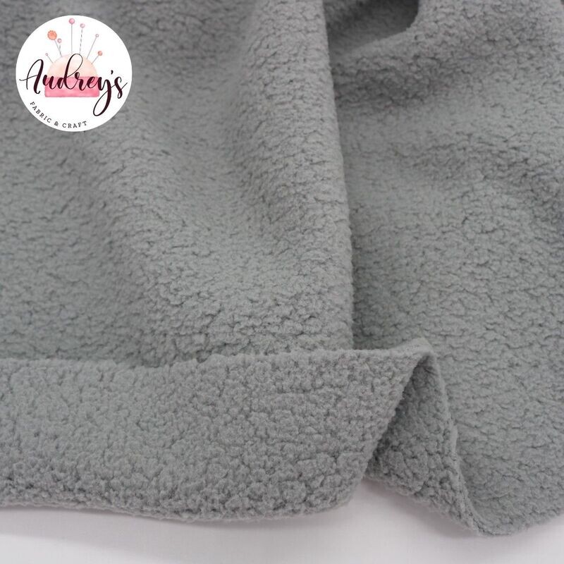 Grey | Doubled-Sided Sherpa Fleece Cuddle Plush Fleece | 155cm Wide