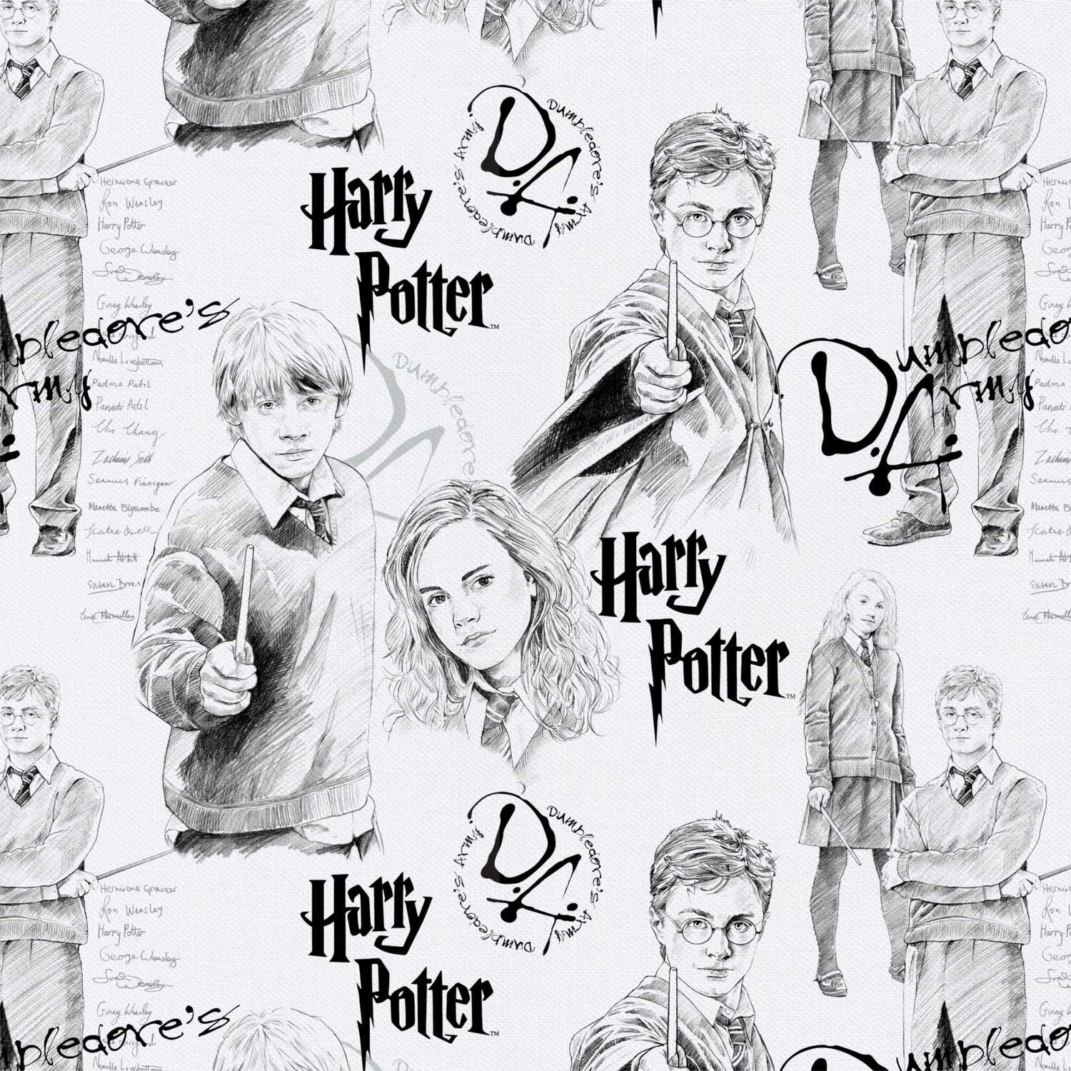 Harry Potter, Sketch | Licensed Quilting Cotton | 112cm Wide