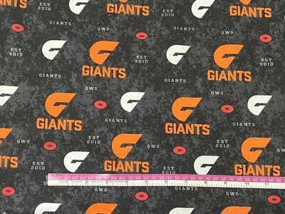 GWS Giants AFL | Licensed Quilting Cotton | 112cm Wide