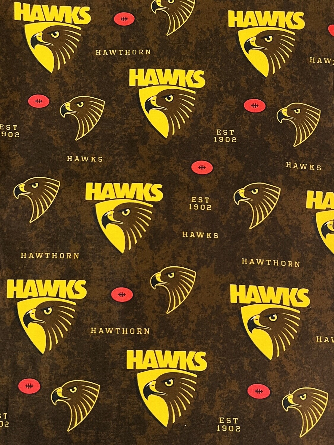 Hawthorn Hawks AFL | Licensed Quilting Cotton | 112cm Wide
