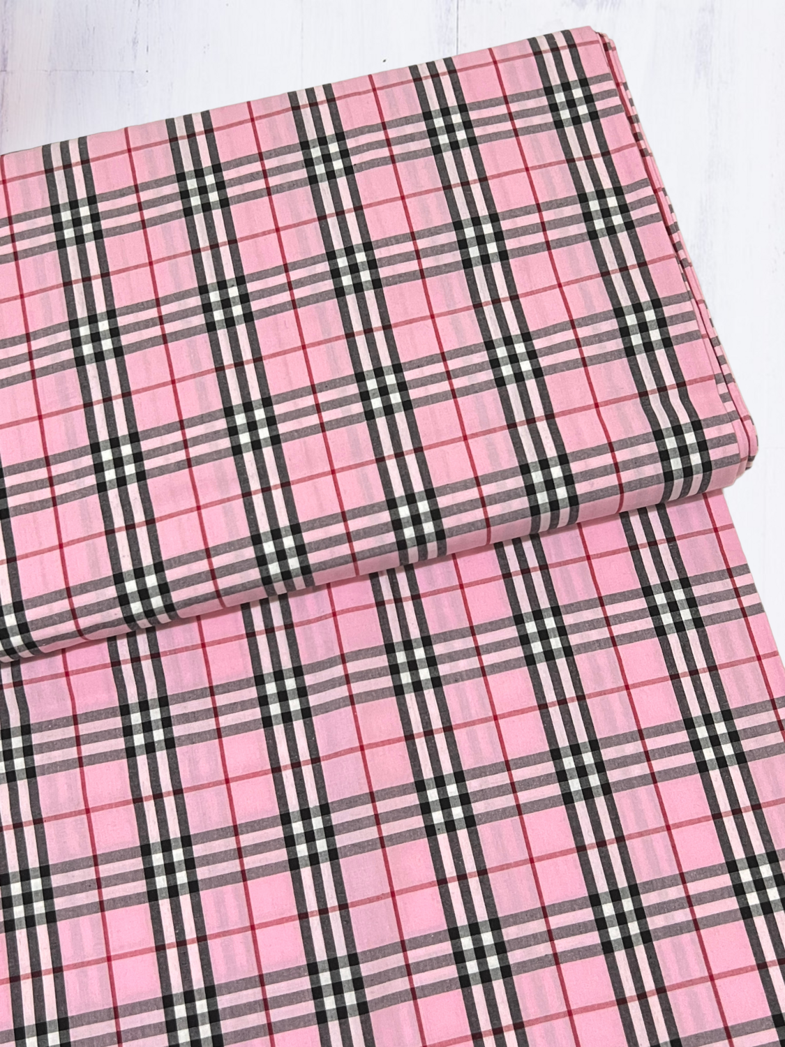 Plaid, Pink | Yarn Dyed Cotton Woven | 150cm Wide