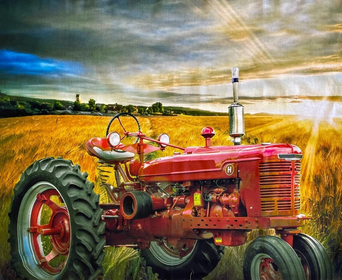 Tractor in Sunset | Digital Print Quilting Cotton Panel