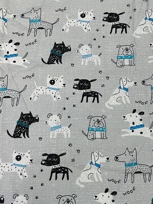 Doggos on Grey | Quilting Cotton | 112cm wide