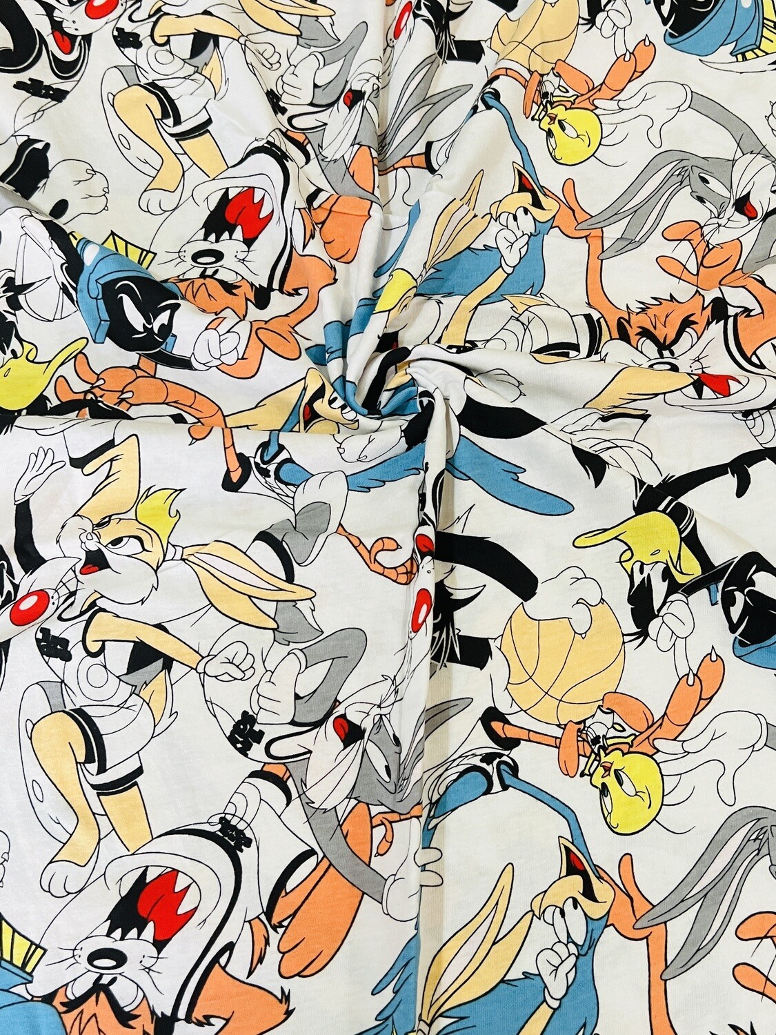 Looney Tunes White | Licensed Cotton Jersey, 160gsm | 170cm Wide - 0.5m Piece