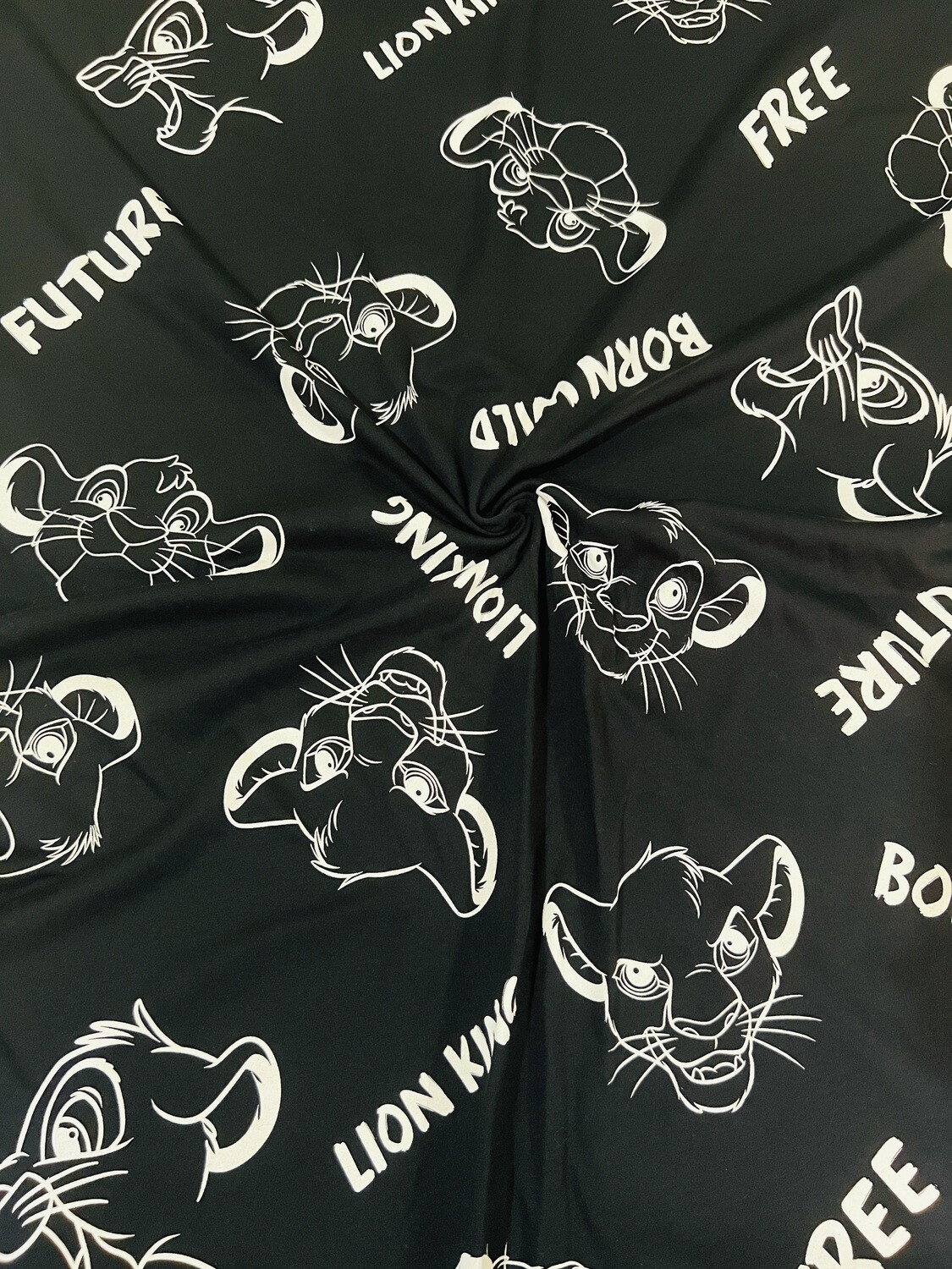 Simba, Born Wild Black | Licensed Cotton Jersey, 180gsm | 170cm Wide - 1.1m Piece