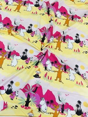 Moomins, Outdoors | Licensed Cotton Lycra, 200gsm | 185cm Wide