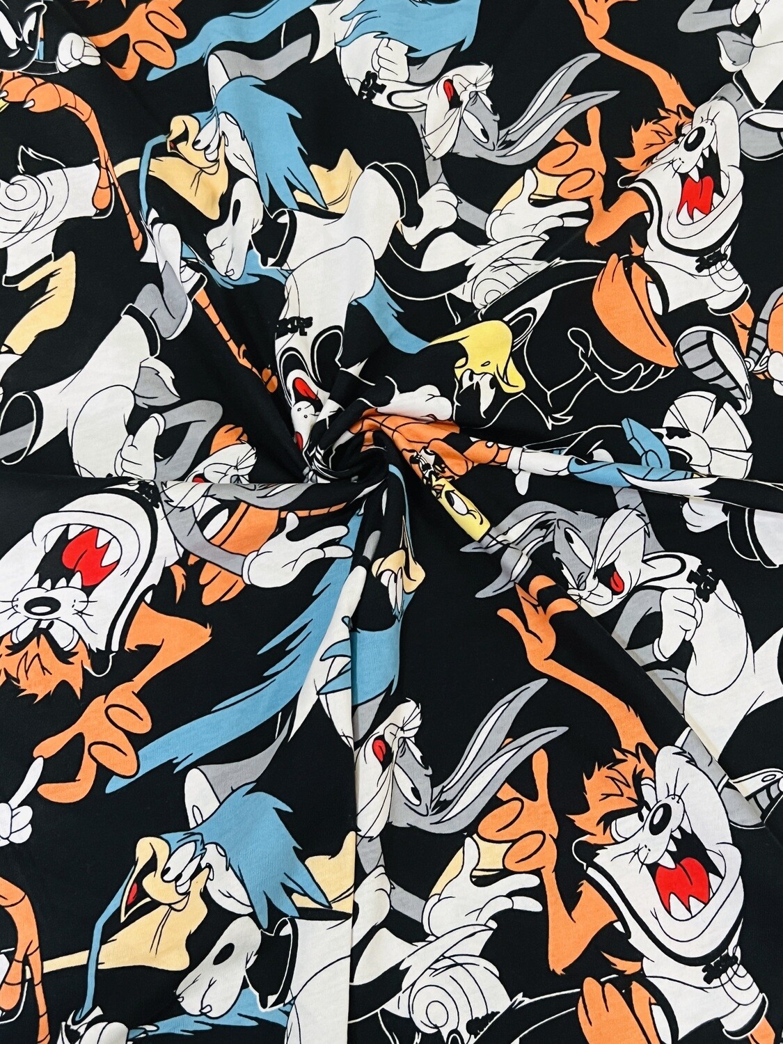 Looney Tunes Black | Licensed Cotton Jersey, 160gsm | 170cm Wide - 1m Piece