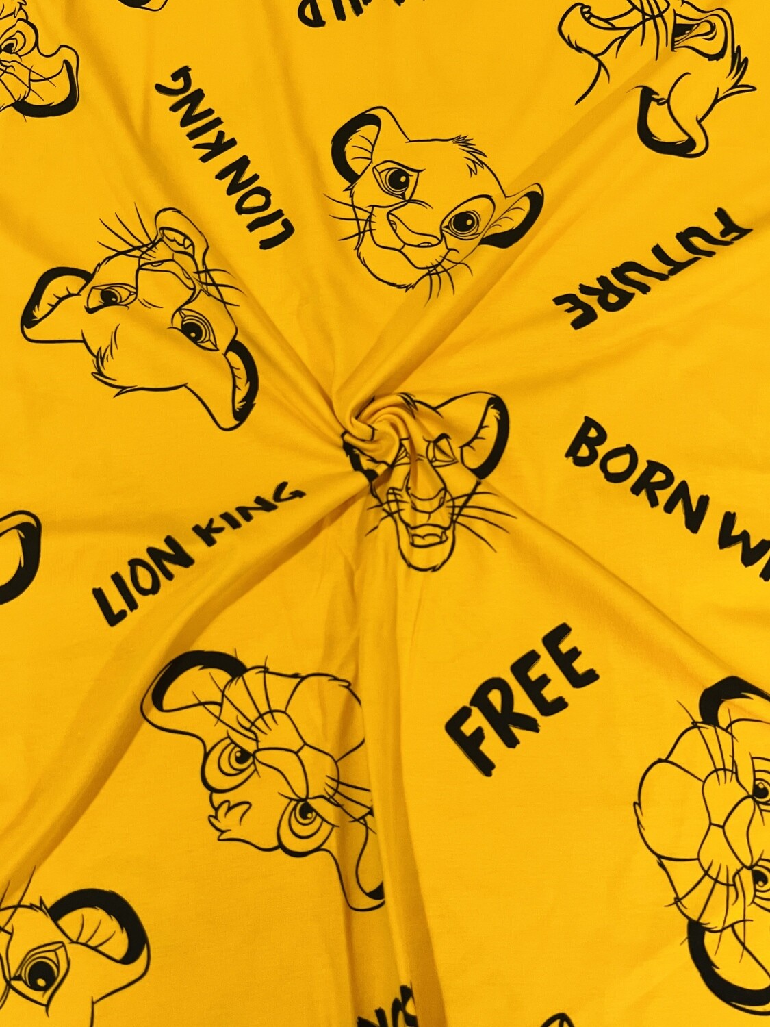 Simba, Born Wild Mustard | Licensed Cotton Jersey, 180gsm | 170cm Wide