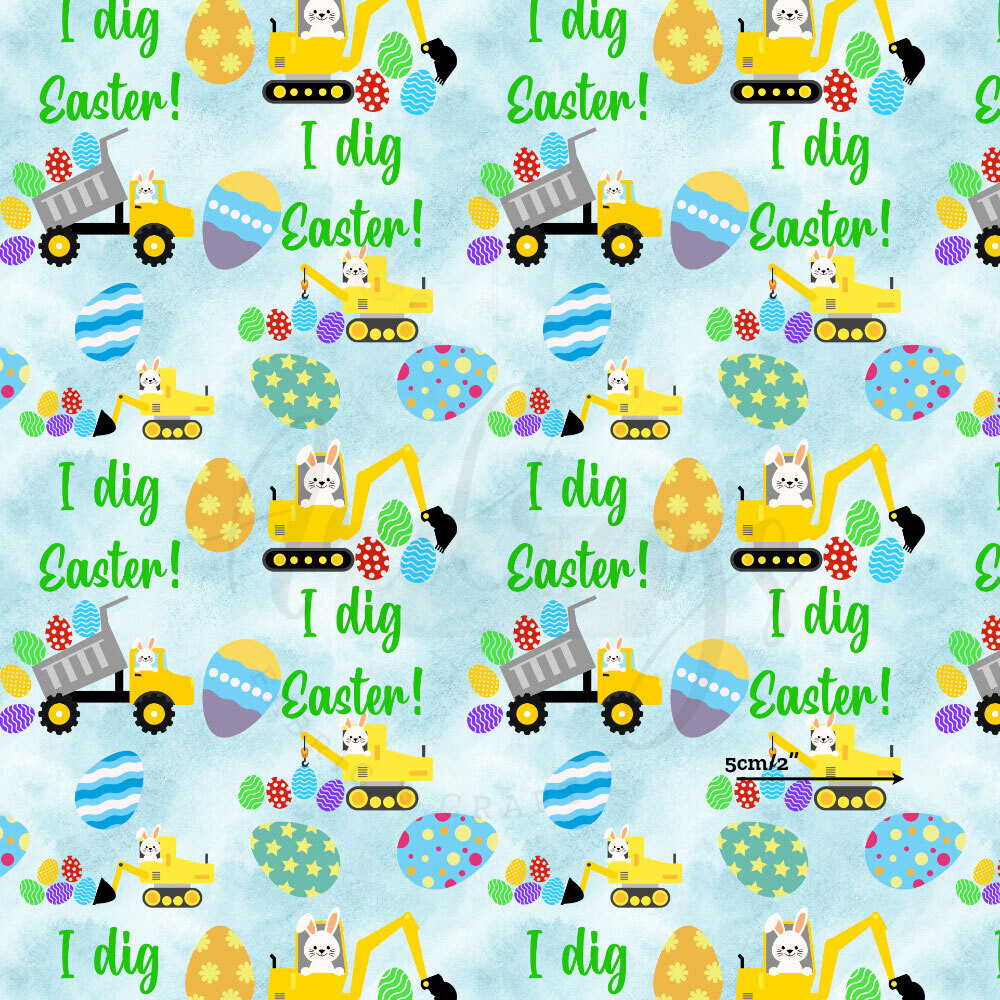 I Dig Easter | Digital-Print Cotton Lycra 240gsm | 150cm wide - 0.2m Piece