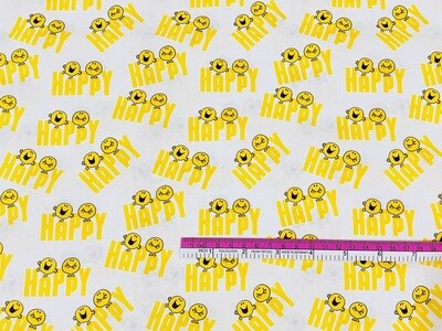 Mr Men &amp; Little Miss, Happy | Licensed Quilting Cotton | 112cm wide