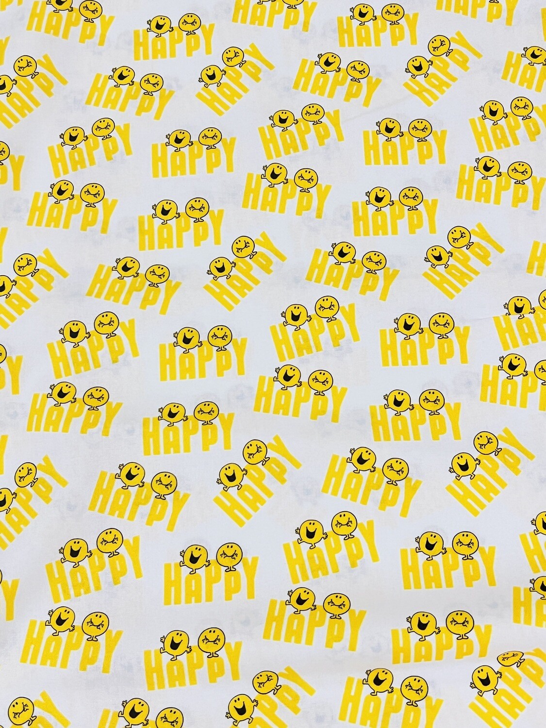 Mr Men &amp; Little Miss, Happy | Licensed Quilting Cotton | 112cm wide