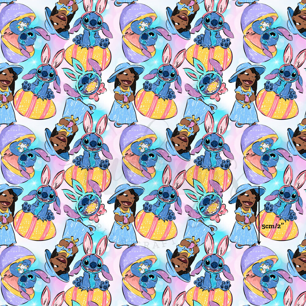 Lilo &amp; Stitch, Easter | Digital-Print Cotton Lycra 240gsm | 150cm wide