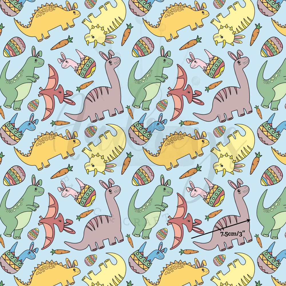 Easter Dinos | Digital-Print Cotton Lycra 240gsm | 150cm wide