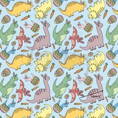 Easter Dinos | Custom Cotton Woven | 145cm wide