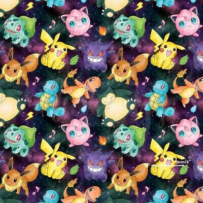 Pokemon, Magic Splatter | Digital-Print Custom Cotton Woven | 145cm wide