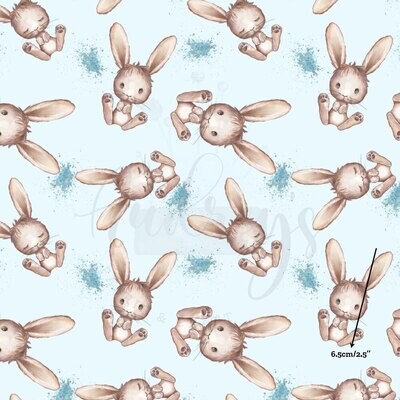 Rabbit, Blue | Digital-Print Cotton Woven | 145cm wide