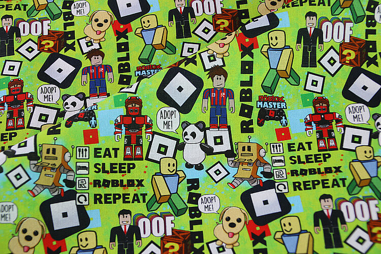Eat, Sleep, Roblox, Repeat | PRE-ORDER Cotton Woven | 142cm wide