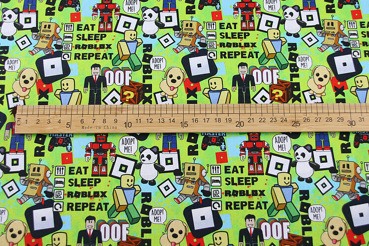 Eat, Sleep, Roblox, Repeat | PRE-ORDER Cotton Woven | 142cm wide