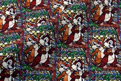 Chip &#39;n Dale, Stained Glass | PRE-ORDER Cotton Woven | 142cm wide