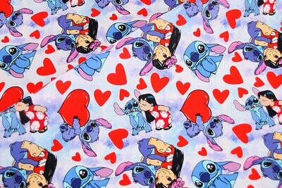 Lilo & Stitch, Hearts | PRE-ORDER Cotton Woven | 142cm wide