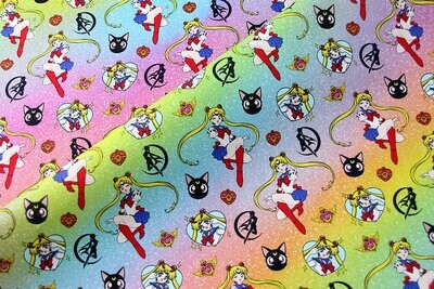 Sailor Moon, Rainbow Stripes | PRE-ORDER Cotton Woven | 142cm wide