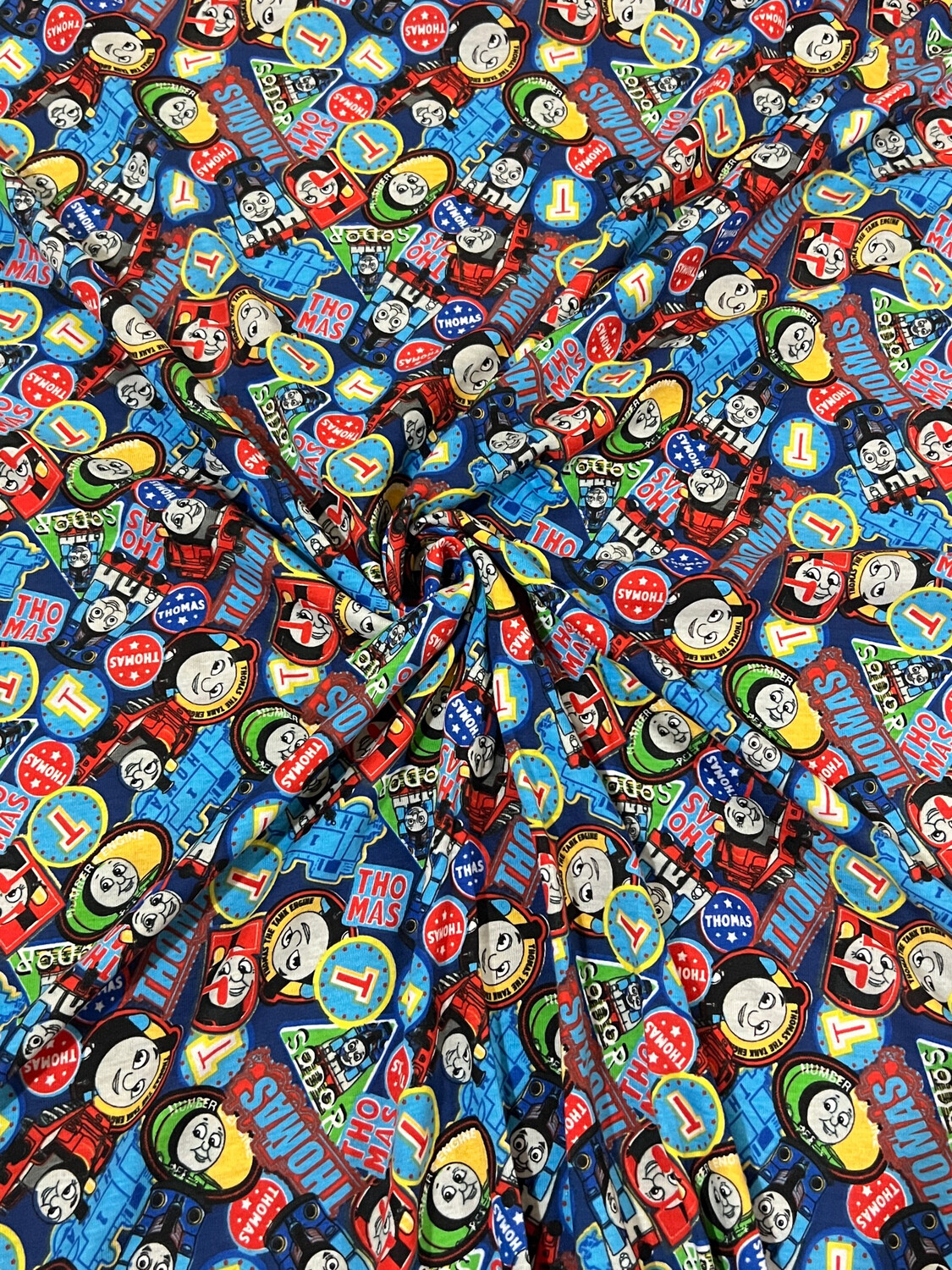 Thomas &amp; Friends, Allover | Licensed Cotton Jersey, 170gsm | 190cm Wide - 0.85m Piece