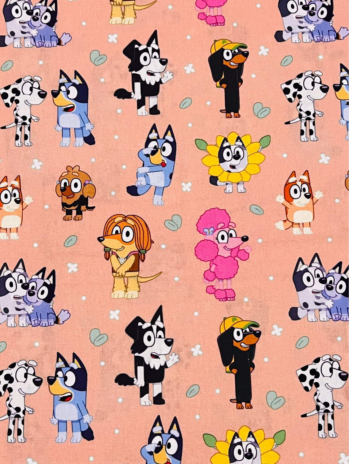 Bluey &amp; Friends, Coral | Licensed Quilting Cotton | 112cm wide - 0.75m Piece