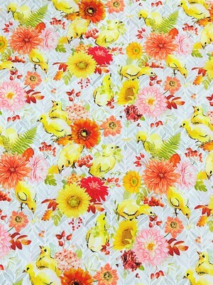 Floral Chicks | Premium Digital Print Cotton Poplin | 145cm Wide