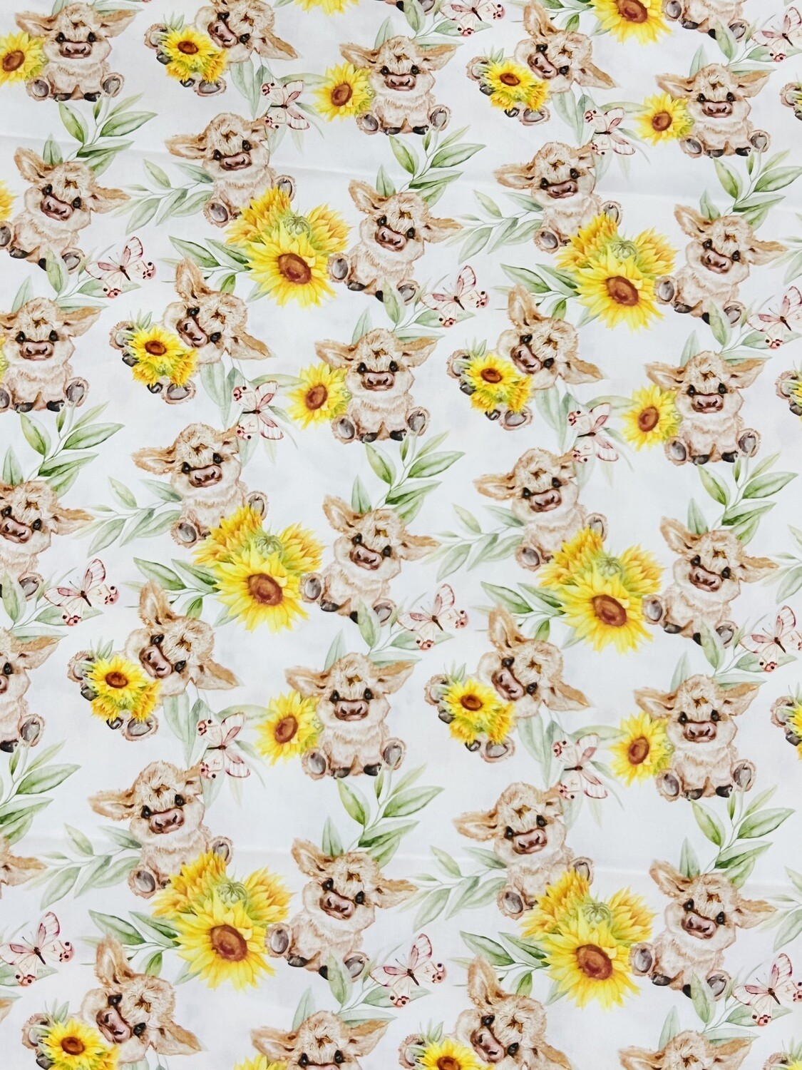 Piglet &amp; Sunflower | Premium Digital Print Cotton Poplin | 145cm Wide