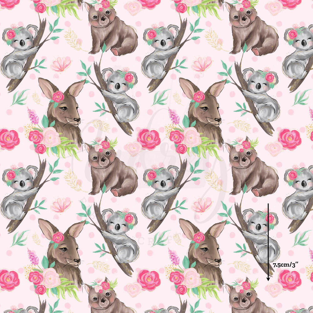 Aussie Animals, Floral | Digital-Print Cotton Woven | 145cm wide - 1.3m Piece