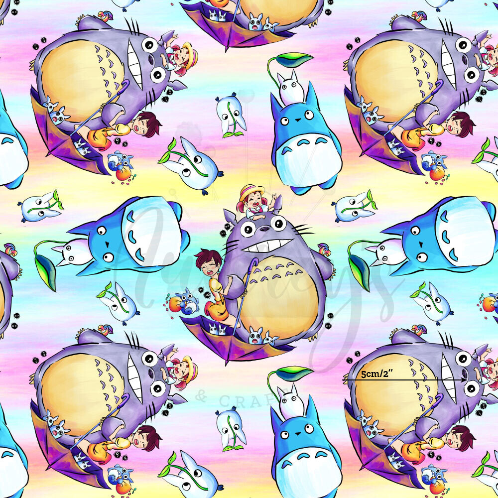 Flying Totoro | Digital-Print Cotton Lycra 240gsm | 150cm wide - 1.1m Piece