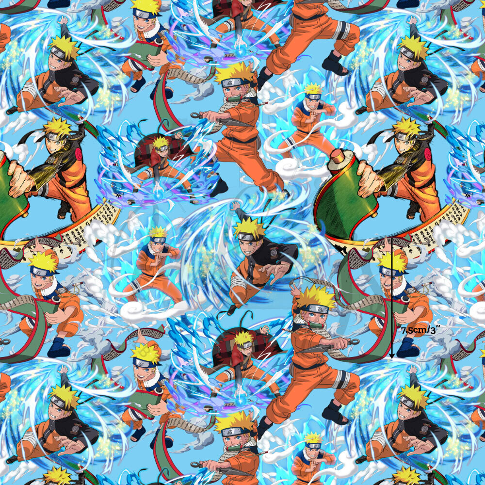 Naruto Blue | Digital-Print Cotton Lycra 240gsm | 150cm wide