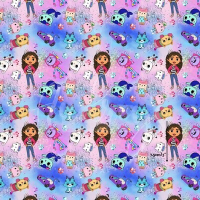 Gabby Dollhouse, Glitter | Digital-Print Cotton Lycra 240gsm | 150cm wide